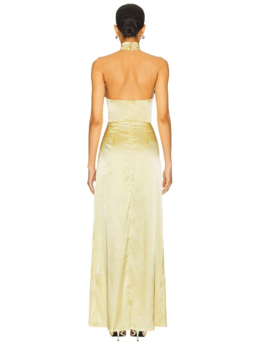MORE TO COME Darcey Maxi Dress in Butter Yellow Small New Womens Satin Long Gown - Picture 2 of 8